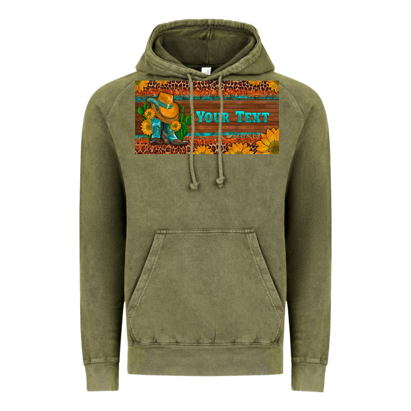 Preview Custom Cowboy Boots Sunflowers And Cactus License Plate Vintage Hoodie by Artiststas | Teevron