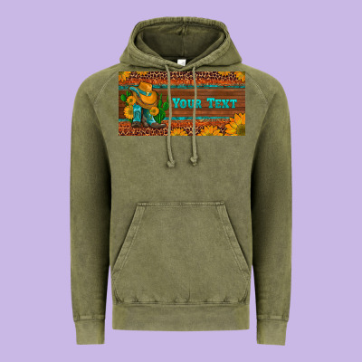 Preview Custom Cowboy Boots Sunflowers And Cactus License Plate Vintage Hoodie Designed By Artiststas
