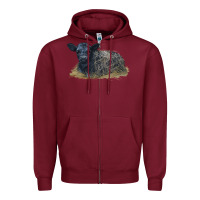 Burgundy Black Angus Calf Illustrations Zipper Hoodie - LillyAllenDesigns