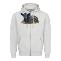 Dove Grey Black Angus Calf Illustrations Zipper Hoodie - LillyAllenDesigns