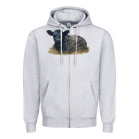 Heather Grey Black Angus Calf Illustrations Zipper Hoodie - LillyAllenDesigns