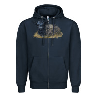 Navy Black Angus Calf Illustrations Zipper Hoodie - LillyAllenDesigns