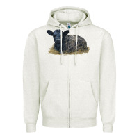 Oatmeal Heather Black Angus Calf Illustrations Zipper Hoodie - LillyAllenDesigns
