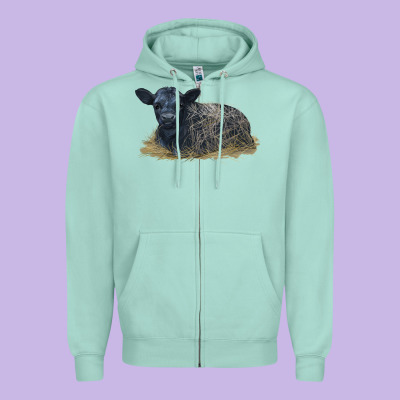 Black Angus Calf Illustrations Zipper Hoodie Designed By Lillyallendesigns