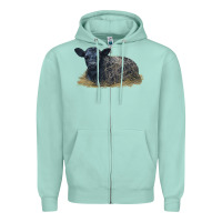 Seafoam Black Angus Calf Illustrations Zipper Hoodie - LillyAllenDesigns