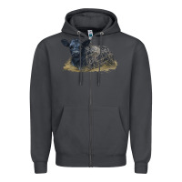 Smoke Black Angus Calf Illustrations Zipper Hoodie - LillyAllenDesigns