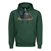 Sports Green Black Angus Calf Illustrations Zipper Hoodie - LillyAllenDesigns