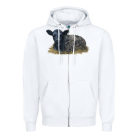 White Black Angus Calf Illustrations Zipper Hoodie - LillyAllenDesigns