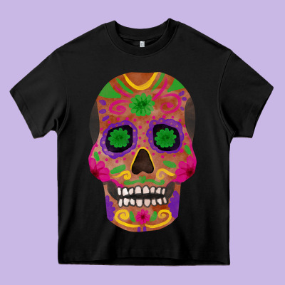 Sugar Skull Heavy Core Tee Designed By Fadigitalartstudio