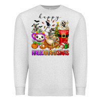 Oatmeal Heather happy hallothanksmas skeleton coffee cups Premium Sweatshirt - texasbilliewilder