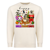 Sandshell happy hallothanksmas skeleton coffee cups Premium Sweatshirt - texasbilliewilder