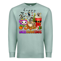 Seafoam happy hallothanksmas skeleton coffee cups Premium Sweatshirt - texasbilliewilder