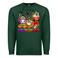 Sports Green happy hallothanksmas skeleton coffee cups Premium Sweatshirt - texasbilliewilder