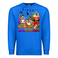 True Royal happy hallothanksmas skeleton coffee cups Premium Sweatshirt - texasbilliewilder