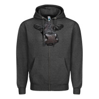 Charcoal Heather Black Angus Heifer Zipper Hoodie - LillyAllenDesigns