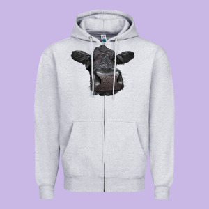 Black Angus Heifer Zipper Hoodie Designed By Lillyallendesigns
