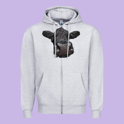 Black Angus Heifer Zipper Hoodie Designed By Lillyallendesigns