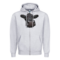 Heather Grey Black Angus Heifer Zipper Hoodie - LillyAllenDesigns