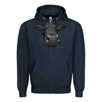 Navy Black Angus Heifer Zipper Hoodie - LillyAllenDesigns