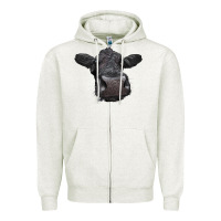 Oatmeal Heather Black Angus Heifer Zipper Hoodie - LillyAllenDesigns