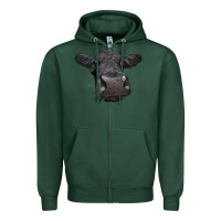 Sports Green Black Angus Heifer Zipper Hoodie - LillyAllenDesigns