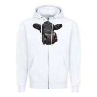 White Black Angus Heifer Zipper Hoodie - LillyAllenDesigns