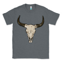 Charcoal Heather cow skul Classic Tee - MaliasSmallBusiness