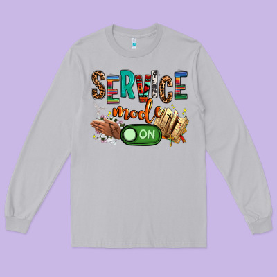 Service Mode On Woman Version Long Sleeve Tee Designed By Nancycooperartshop