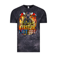 Cloud Black First In last Out American Firefighter Vintage Tee - LillyAllenDesigns