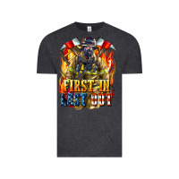 Vintage Black First In last Out American Firefighter Vintage Tee - LillyAllenDesigns