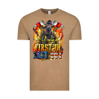Vintage Coffee First In last Out American Firefighter Vintage Tee - LillyAllenDesigns