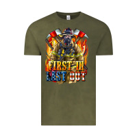 Vintage Olive First In last Out American Firefighter Vintage Tee - LillyAllenDesigns