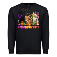 Black happy hallothanksmas cats Premium Sweatshirt - texasbilliewilder