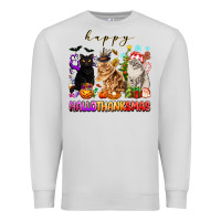 Dove Grey happy hallothanksmas cats Premium Sweatshirt - texasbilliewilder
