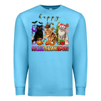 Ocean Blue happy hallothanksmas cats Premium Sweatshirt - texasbilliewilder