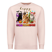 Pale Pink happy hallothanksmas cats Premium Sweatshirt - texasbilliewilder