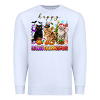 White happy hallothanksmas cats Premium Sweatshirt - texasbilliewilder