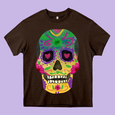 Sugar Skull Heavy Core Tee Designed By Fadigitalartstudio