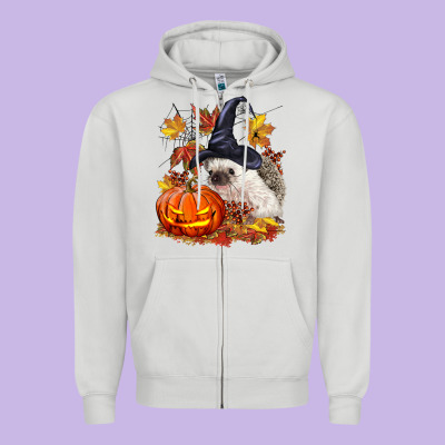 Halloween Hedgehog Zipper Hoodie Designed By Lillyallendesigns
