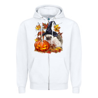 White Halloween Hedgehog Zipper Hoodie - LillyAllenDesigns
