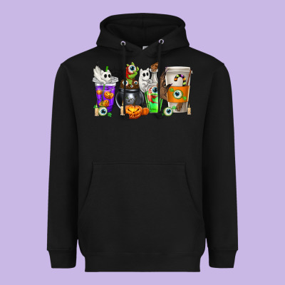 Halloween Coffee Cups Heavyweight Hoodie Designed By Texasbilliewilder