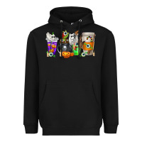 Black Halloween Coffee Cups Heavyweight Hoodie - texasbilliewilder
