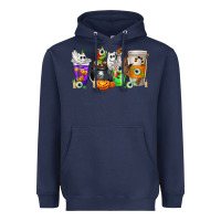 Navy Halloween Coffee Cups Heavyweight Hoodie - texasbilliewilder