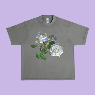White Dawn Rose Urban Heavy Tee Designed By Lillyallendesigns