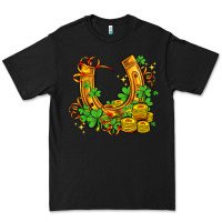 Black horseshoe with shamrocks and coin Premium Tee - AdoDesignShop