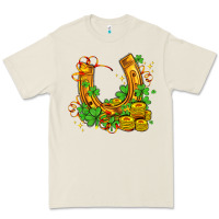 Bone horseshoe with shamrocks and coin Premium Tee - AdoDesignShop