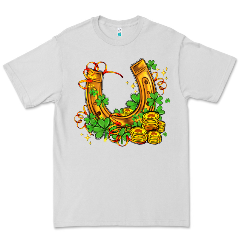 Horseshoe With Shamrocks And Coin Premium Tee by AdoDesignShop | Teevron
