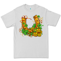 Dove Grey horseshoe with shamrocks and coin Premium Tee - AdoDesignShop