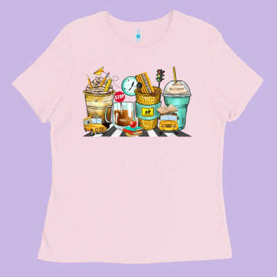 School Bus Coffee Cups Ladies Tee Designed By Zillion Design Studio