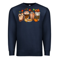 Navy Pumpkin Spice Coffee Cups Premium Sweatshirt - texasbilliewilder